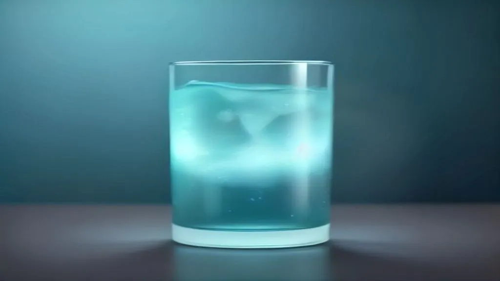 一杯含有氫氣泡的水,旁邊放著實驗試管,氫水科學與理性判斷的意象